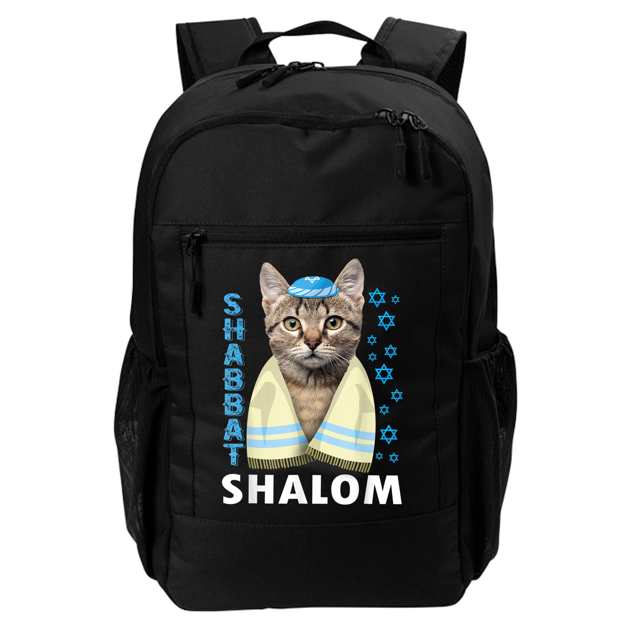 Funny Jewish Shabbat Shalom Cute Cat With Kippah Backpack