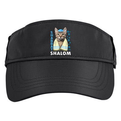 Funny Jewish Shabbat Shalom Cute Cat With Kippah Adult Drive Performance Visor