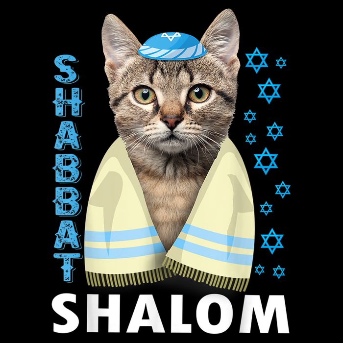 Funny Jewish Shabbat Shalom Cute Cat With Kippah Bucket Hat