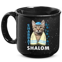 Funny Jewish Shabbat Shalom Cute Cat With Kippah 15oz Campfire Ceramic Mug