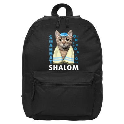 Funny Jewish Shabbat Shalom Cute Cat With Kippah 16 in Basic Backpack