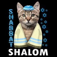 Funny Jewish Shabbat Shalom Cute Cat With Kippah 16 in Basic Backpack