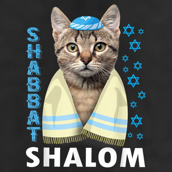 Funny Jewish Shabbat Shalom Cute Cat With Kippah 25L Jumbo Tote