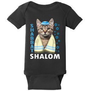 Funny Jewish Shabbat Shalom Cute Cat With Kippah Baby Bodysuit