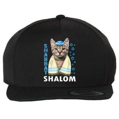Funny Jewish Shabbat Shalom Cute Cat With Kippah Wool Snapback Cap
