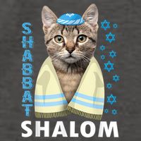 Funny Jewish Shabbat Shalom Cute Cat With Kippah Vector Backpack