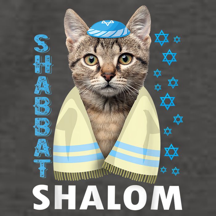 Funny Jewish Shabbat Shalom Cute Cat With Kippah Vector Backpack
