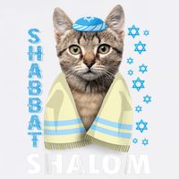Funny Jewish Shabbat Shalom Cute Cat With Kippah Garment-Dyed Sweatshirt