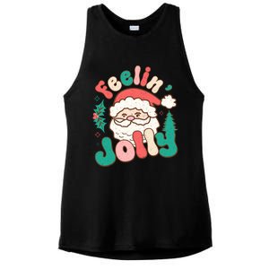 Feelin Jolly Santa Claus Graphic Ladies PosiCharge Tri-Blend Wicking Tank