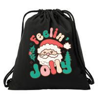 Feelin Jolly Santa Claus Graphic Drawstring Bag