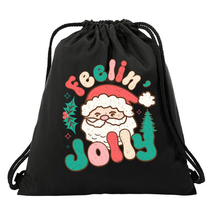 Feelin Jolly Santa Claus Graphic Drawstring Bag