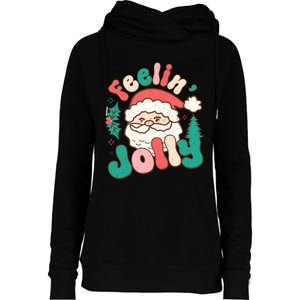 Feelin Jolly Santa Claus Graphic Womens Funnel Neck Pullover Hood