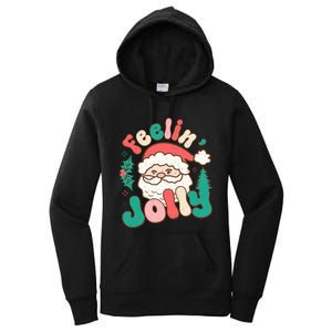 Feelin Jolly Santa Claus Graphic Women's Pullover Hoodie