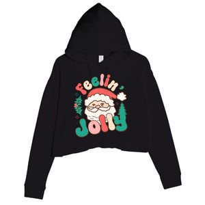 Feelin Jolly Santa Claus Graphic Crop Fleece Hoodie