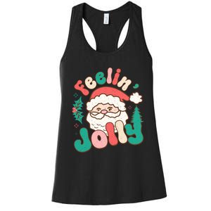 Feelin Jolly Santa Claus Graphic Women's Racerback Tank