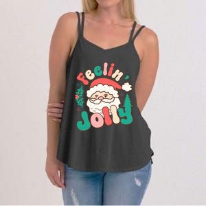 Feelin Jolly Santa Claus Graphic Women's Strappy Tank