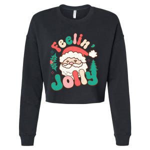 Feelin Jolly Santa Claus Graphic Cropped Pullover Crew