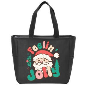 Feelin Jolly Santa Claus Graphic Zip Tote Bag