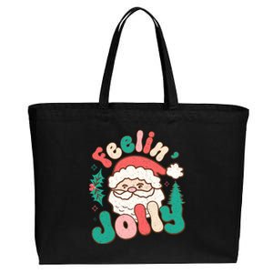 Feelin Jolly Santa Claus Graphic Cotton Canvas Jumbo Tote