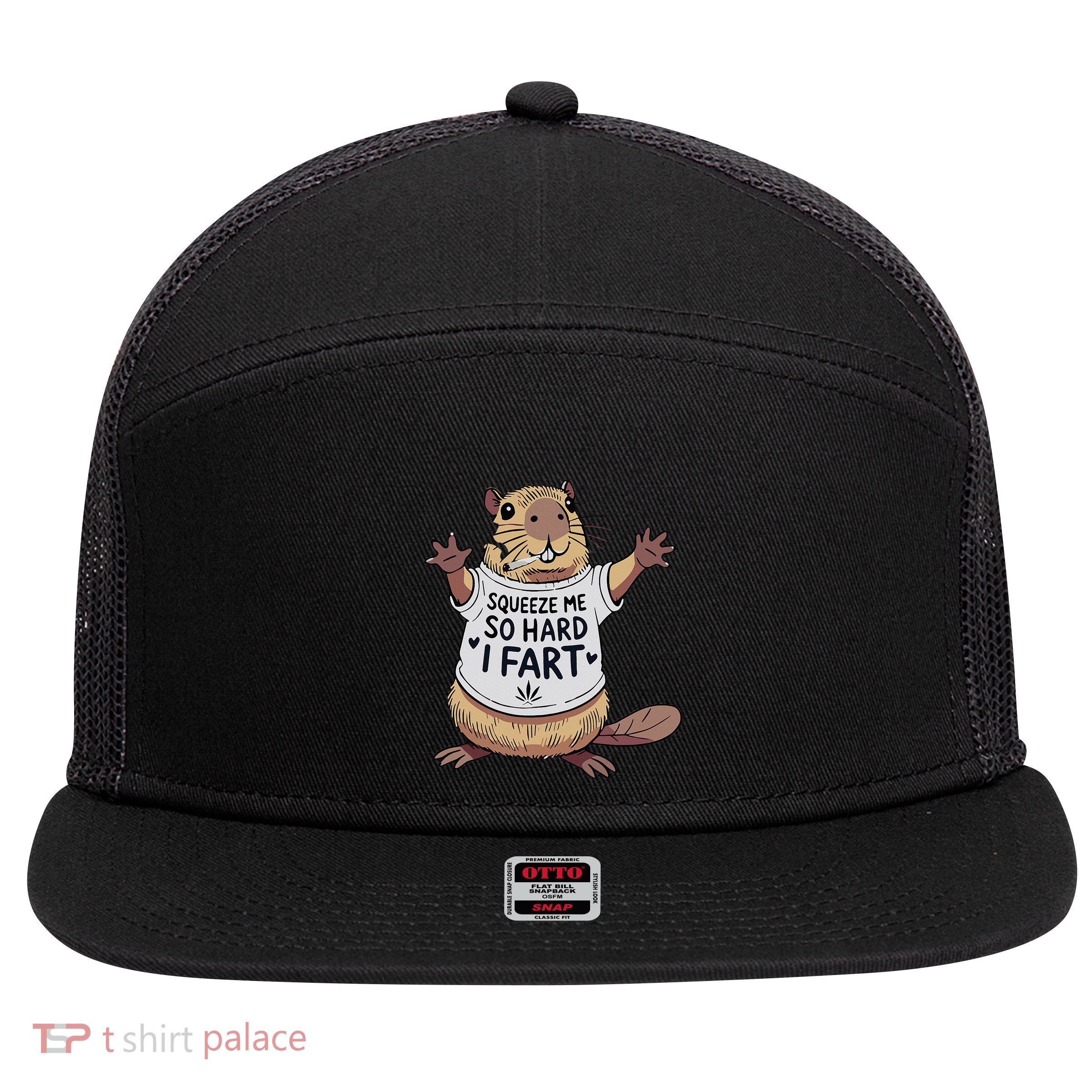 Funny Joke Squeeze Me So Hard I Fart 7 Panel Mesh Trucker Snapback Hat