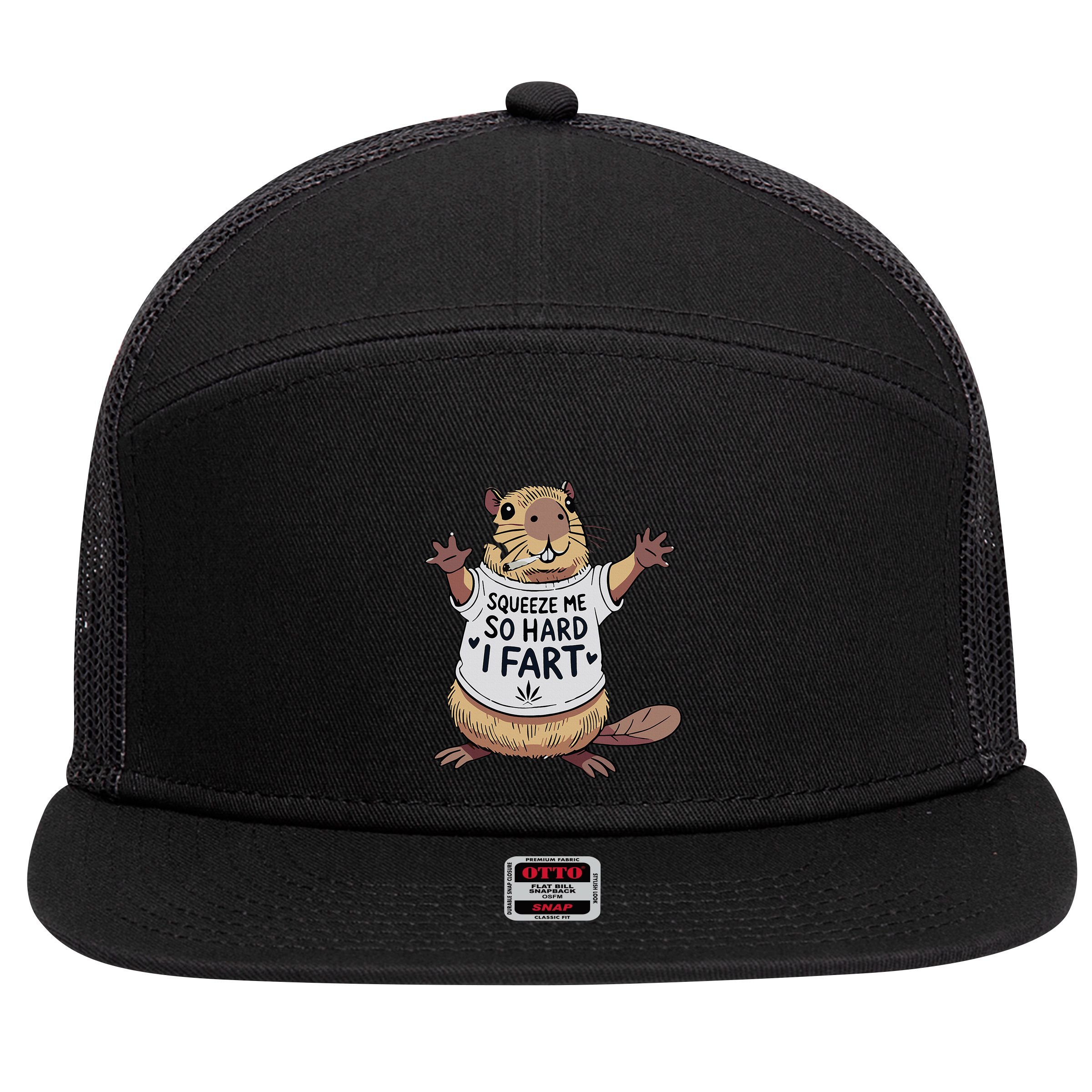 Funny Joke Squeeze Me So Hard I Fart 7 Panel Mesh Trucker Snapback Hat