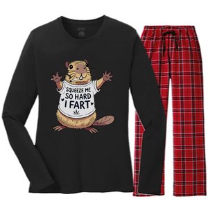 Funny Joke Squeeze Me So Hard I Fart Women's Long Sleeve Flannel Pajama Set 