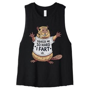 Funny Joke Squeeze Me So Hard I Fart Women's Racerback Cropped Tank