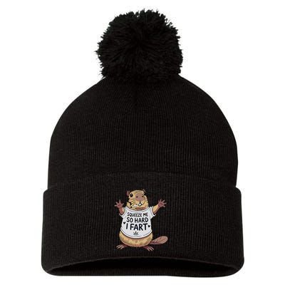 Funny Joke Squeeze Me So Hard I Fart Pom Pom 12in Knit Beanie