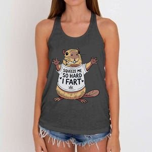 Funny Joke Squeeze Me So Hard I Fart Women's Knotted Racerback Tank