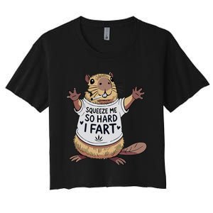 Funny Joke Squeeze Me So Hard I Fart Women's Crop Top Tee