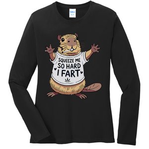 Funny Joke Squeeze Me So Hard I Fart Ladies Long Sleeve Shirt