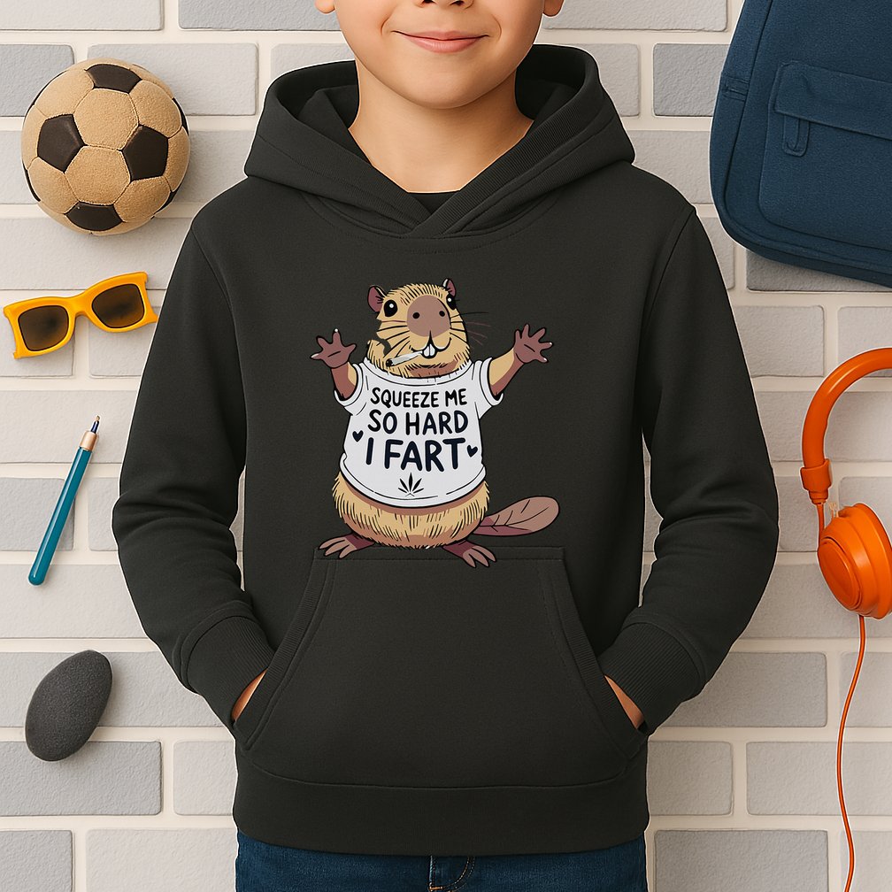 Funny Joke Squeeze Me So Hard I Fart Kids Hoodie