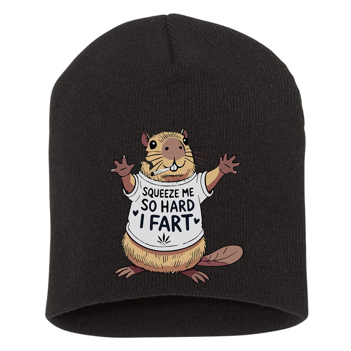 Funny Joke Squeeze Me So Hard I Fart Short Acrylic Beanie