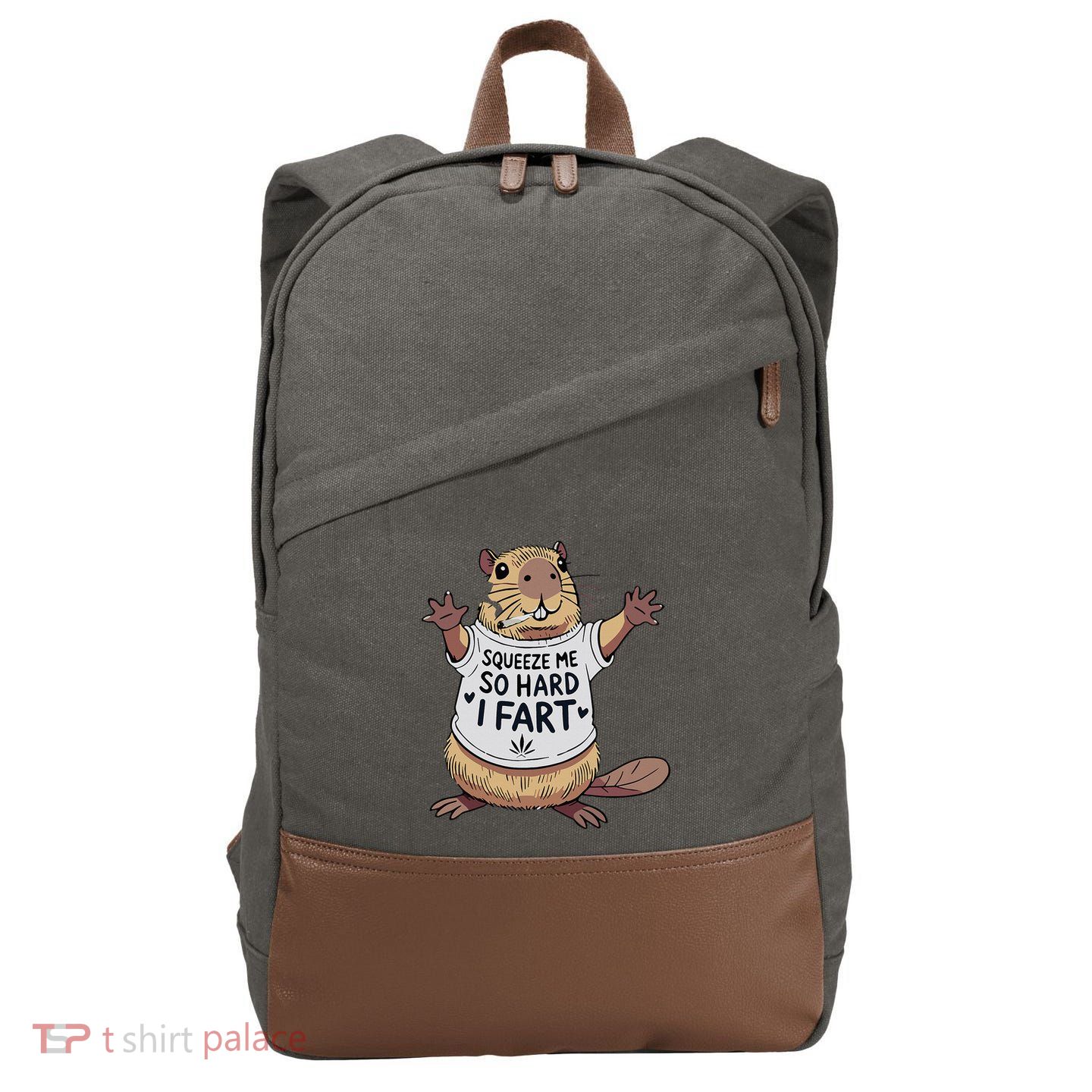 Funny Joke Squeeze Me So Hard I Fart Cotton Canvas Backpack