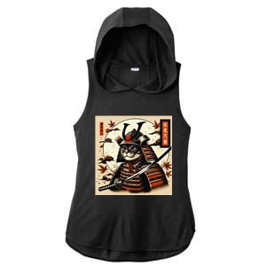 Funny Japanese Samurai Cat Ladies PosiCharge Tri-Blend Wicking Draft Hoodie Tank