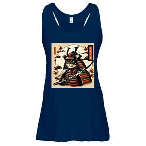 Funny Japanese Samurai Cat Ladies Essential Flowy Tank