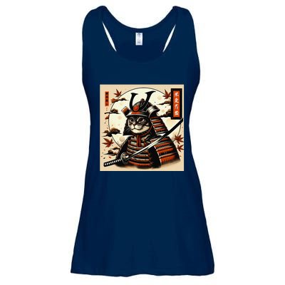 Funny Japanese Samurai Cat Ladies Essential Flowy Tank