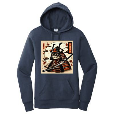 Funny Japanese Samurai Cat Women's Pullover Hoodie