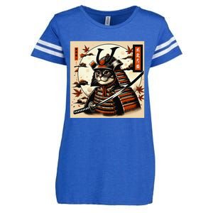 Funny Japanese Samurai Cat Enza Ladies Jersey Football T-Shirt