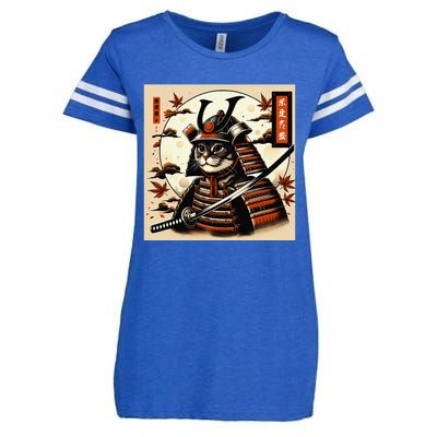 Funny Japanese Samurai Cat Enza Ladies Jersey Football T-Shirt