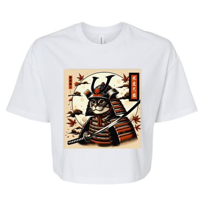 Funny Japanese Samurai Cat Bella+Canvas Jersey Crop Tee