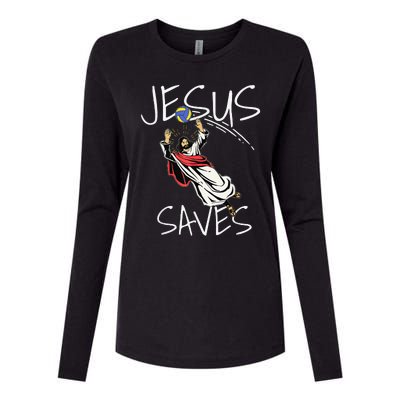 Funny Jesus Saves Volleyball Gift Volleyball Team Womens Cotton Relaxed Long Sleeve T-Shirt