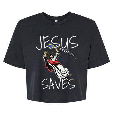 Funny Jesus Saves Volleyball Gift Volleyball Team Bella+Canvas Jersey Crop Tee