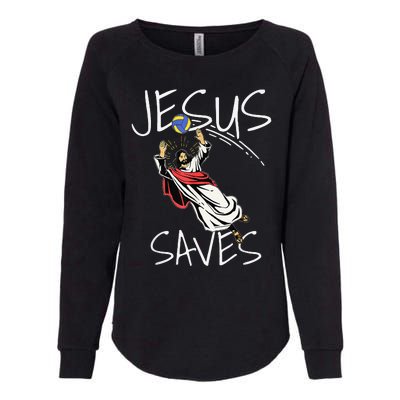 Funny Jesus Saves Volleyball Gift Volleyball Team Womens California Wash Sweatshirt