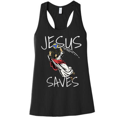 Funny Jesus Saves Volleyball Gift Volleyball Team Women's Racerback Tank