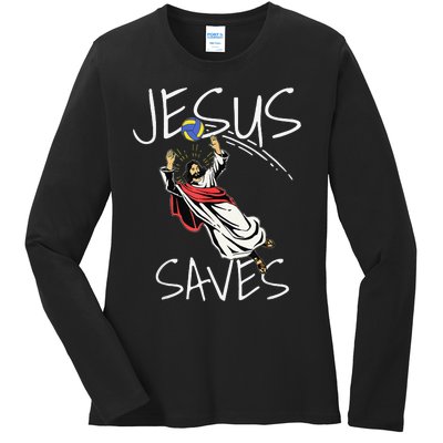 Funny Jesus Saves Volleyball Gift Volleyball Team Ladies Long Sleeve Shirt