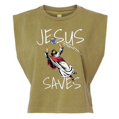 Funny Jesus Saves Volleyball Gift Volleyball Team Garment-Dyed Women's Muscle Tee