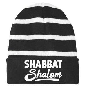 Funny Jewish Shabbat Shalom Jew  Striped Beanie with Solid Band