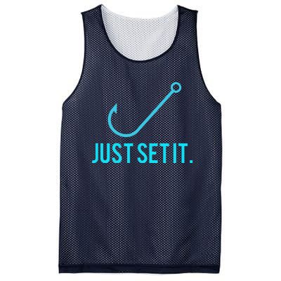 Fun Just Set It Fishing Hook For Outdoor Fans BLU Mesh Reversible Basketball Jersey Tank