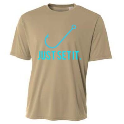 Fun Just Set It Fishing Hook For Outdoor Fans BLU Cooling Performance Crew T-Shirt